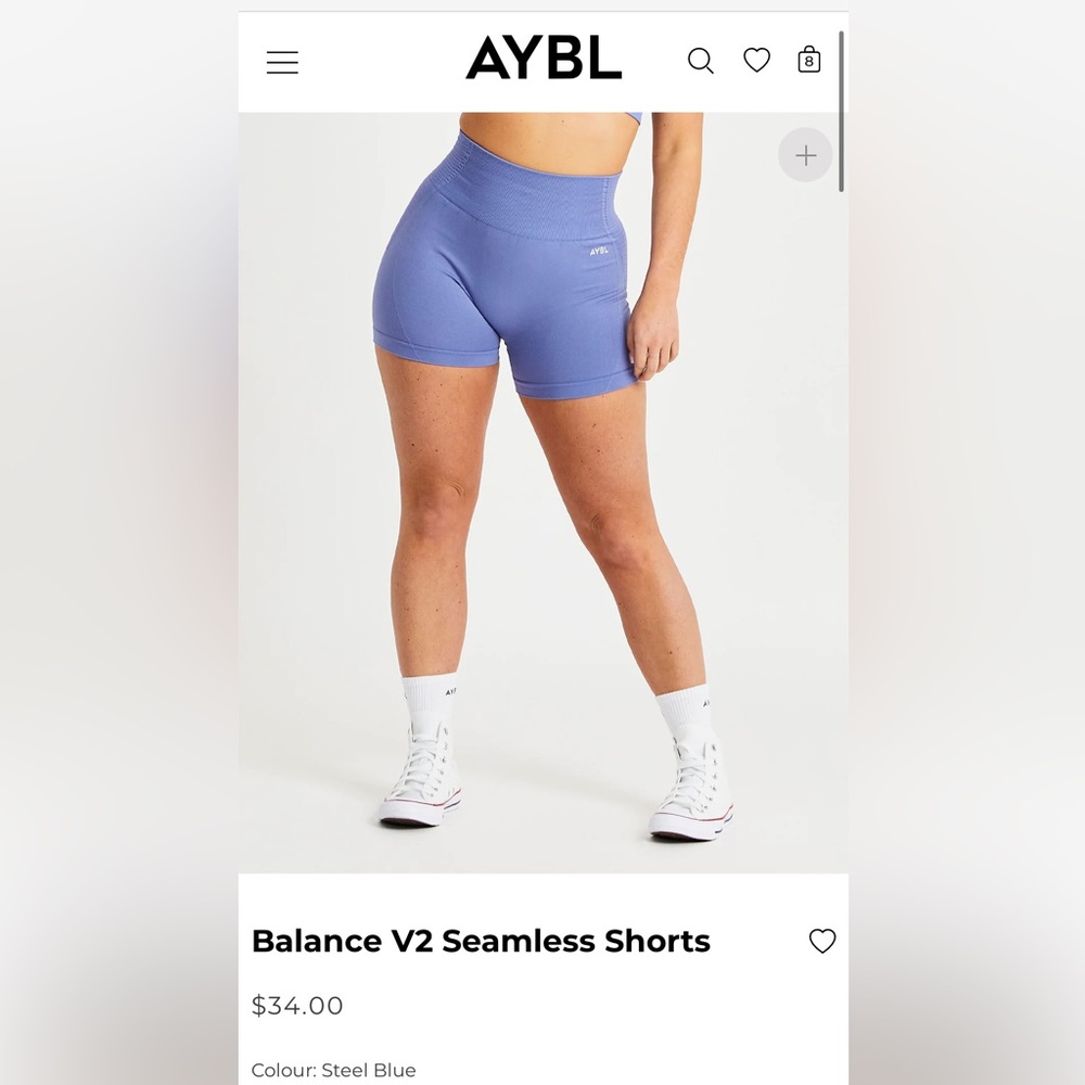 AYBL Balance v2 seamless shorts in Steel Blue